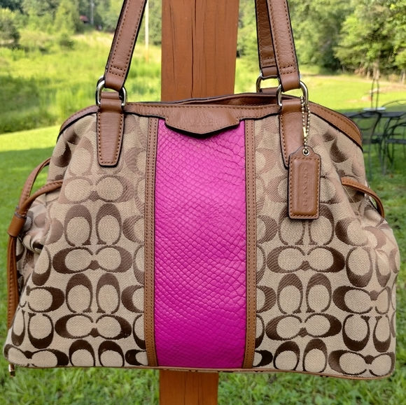 Coach Signature Stripe Drawstring Tote Bag - Picture 1 of 12